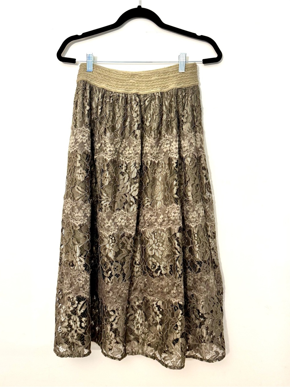 BLUMARINE Made in Italy Vintage Olive Lace Maxi Skirt